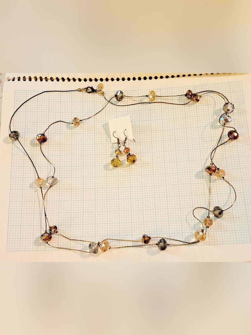 Ali Khan Set - Beaded Long Necklace And Gold-Tone Multicolor Drop Earrings